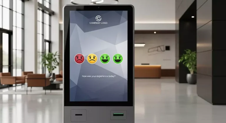 Spersonalizowany panel badania opinii z widocznym logo firmy i dedykowaną grafiką